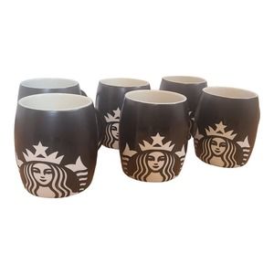 Starbucks 2011 Lot Of 6 Coffee Cup Barrel Mug Mermaid Siren Logo Matte Black